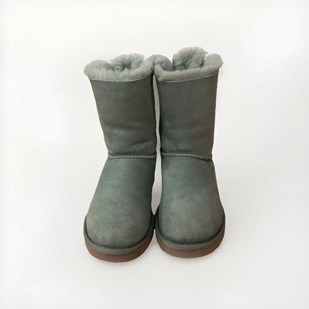 Womens Ugg Boots Sz 8 Bailey Bow Sage Light Green Suede Coquette Has Normal Wear - Picture 8 of 13
